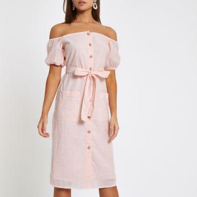River Island Womens Button Up Bardot Dress