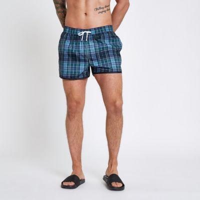 River Island Mens Check Runner Swim Shorts