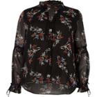 River Island Womens Floral Print Frill Long Sleeve Blouse