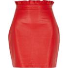 River Island Womens Paperbag Waist Faux Leather Mini Skirt