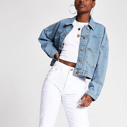 River Island Womens Denim Cropped Jacket