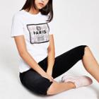 River Island Womens White Houndstooth Sequin Print T-shirt