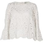 River Island Womens White Star Lace Bell Sleeve Top