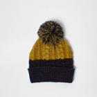 River Island Mensnavy And Twist Knit Bobble Hat