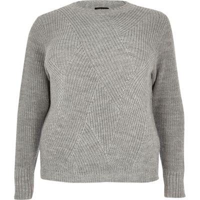 River Island Womens Plus Silver Stitch Sweater