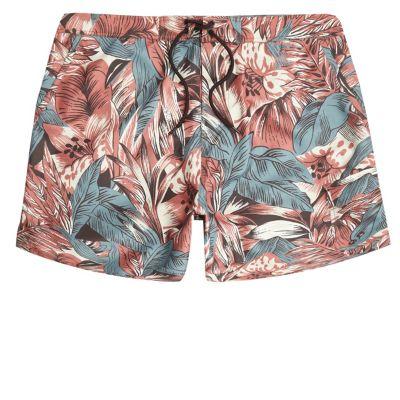 River Island Mens Palm Leaf Floral Print Swim Shorts