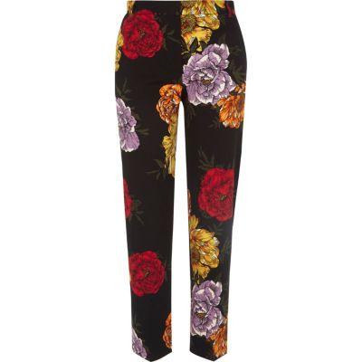 River Island Womens Floral Cropped Slim Fit Trousers