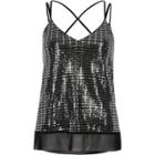 River Island Womens Silver Sparkly Mesh Strappy Cami Top