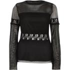 River Island Womens Mesh Lace Insert Long Sleeve Top