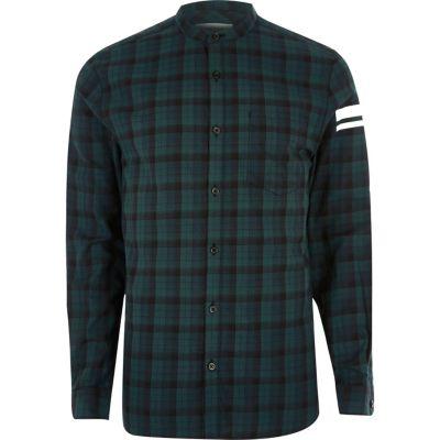 River Island Mens Check Print Sleeve Grandad Shirt