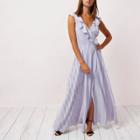 River Island Womens Stripe Frill Wrap Maxi Dress