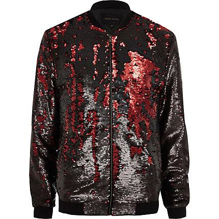 River Island Mens Two-way Sequin Bomber Jacket