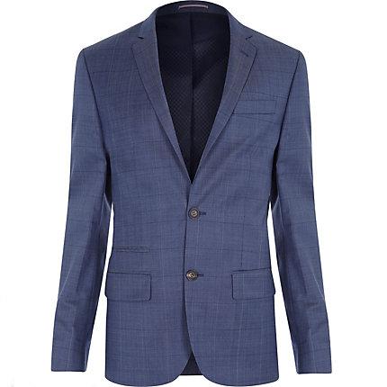 River Island Mens Light Check Slim Fit Suit Jacket