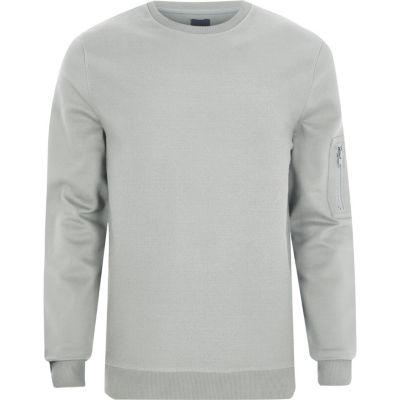 River Island Mens Zip Pocket Sleeve Sweatshirt