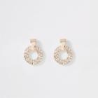 River Island Womens Rose Gold Diamante Paved Ring Stud Earrings