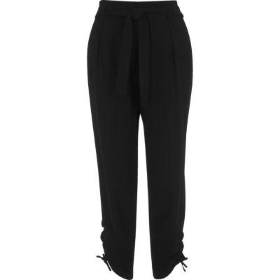 River Island Womens Tie Waist Ruched Tapered Trousers