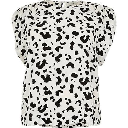 River Island Womens Plus White Leopard Print T-shirt