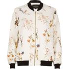 River Island Womens White Floral Print Bomber Jacket