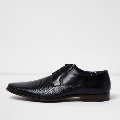 River Island Mensblack Embossed Faux Leather Formal Shoe