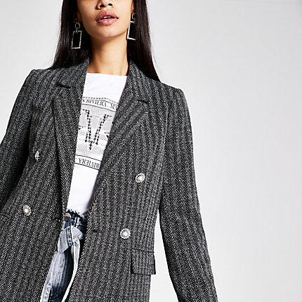 River Island Womens Herringbone Check Button Blazer