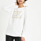 River Island Womens White 'liberte' Button Shoulder Sweatshirt