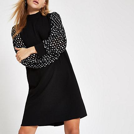 River Island Womens Spot Print Sleeve Swing Dress