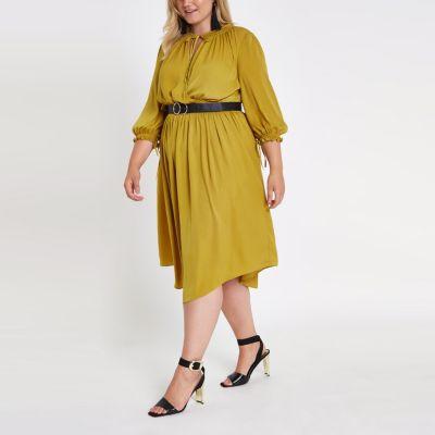 River Island Womens Plus Shirred Waist Swing Dress