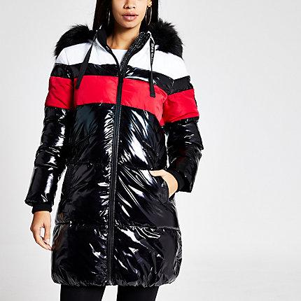 River Island Womens Colour Blocked Longline Puffer Jacket