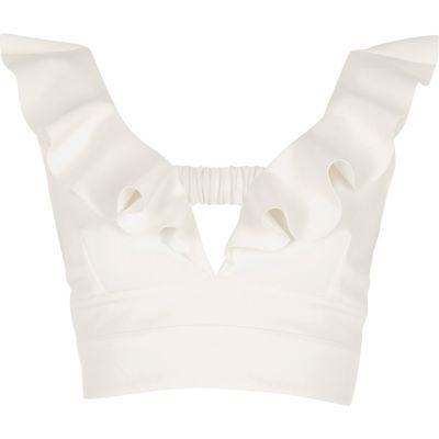 River Island Womens White Frill Front Plunge Bralet