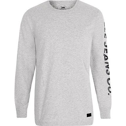 River Island Mens Lee Logo Print Long Sleeve T-shirt