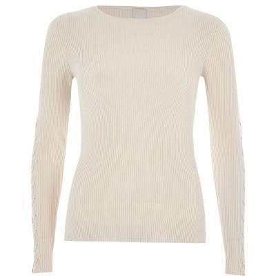 River Island Womens Ribbed Lace-up Sleeve Jumper