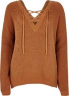 River Island Womens Knitted Tie-up Neck Sweater
