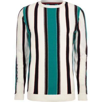 River Island Mens Stripe Crew Neck Slim Fit Sweater