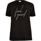 River Island Womens Plus Diamante 'feel Good' T-shirt