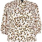 River Island Womens Plus White Spot Wrap Blouse
