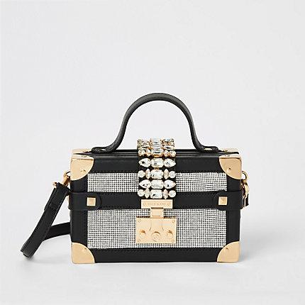 River Island Womens Diamante Embellished Mini Trunk Bag