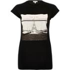 River Island Womens Paris Sequin Print Fitted T-shirt