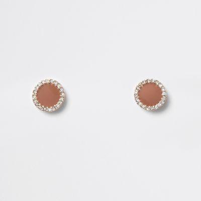 River Island Womens Mini Round Diamante Stud Earrings