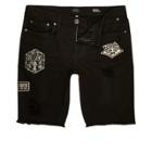 River Island Mens Frayed Badge Skinny Denim Shorts