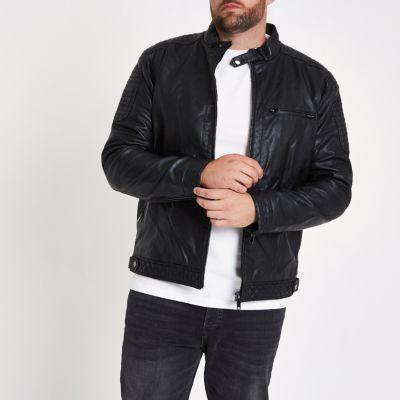 River Island Mens Big And Tall Faux Leather Racer Jacket