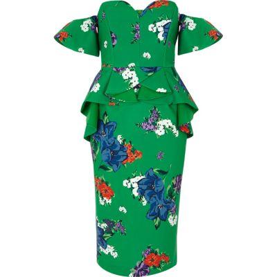River Island Womens Floral Sweetheart Bodycon Midi Dress