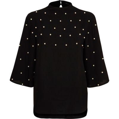River Island Womens Faux Pearl High Neck Cape Top