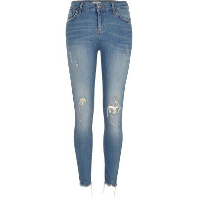 River Island Womens Chewed Hem Super Skinny Amelie Jeans