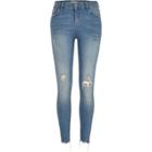 River Island Womens Chewed Hem Super Skinny Amelie Jeans