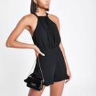 River Island Womens Frill Halter Tie Neck Playsuit