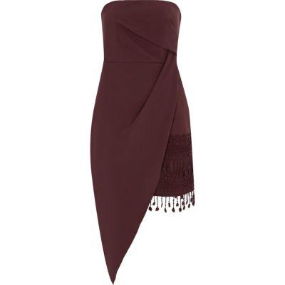 River Island Womens Asymmetric Tassel Hem Bodycon Dress