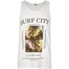 River Island Menswhite Contrast 'surf City' Print Vest
