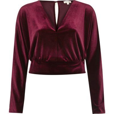 River Island Womens Velvet Wrap Crop Top