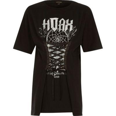 River Island Womens Rock Band Print Corset T-shirt