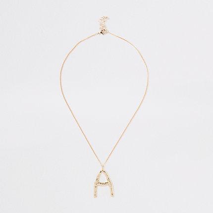 River Island Womens Gold Tone Large Initial 'a' Necklace